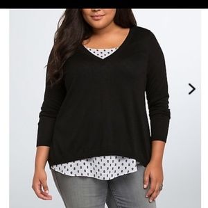 Torrid Skull blouse with layers sweater size 2